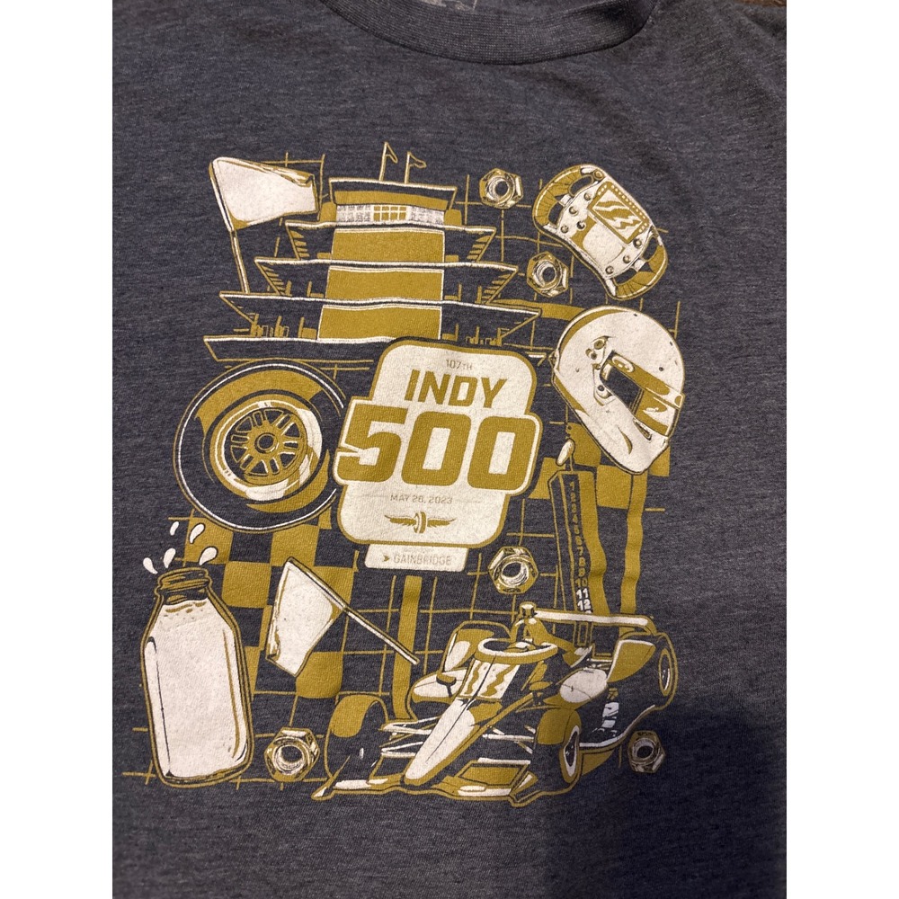 IndyCar Kids 107th Indy 500 May 28 2023 Graphic T-Shirt Gray youth Medium - Picture 2 of 3
